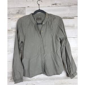 For The Republic Women's XS gray/green long sleeve tencel button up top blouse